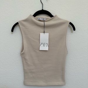 Zara Sleeveless Mock Neck Top